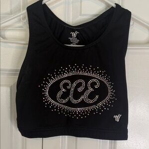 ECE Black Rhinestone Sports bra